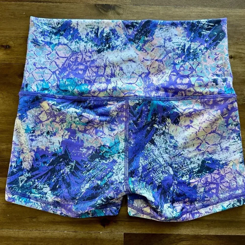 Ivivva by Lululemon Purple Blue Mixed Print Speed Shorts Athleisure Sporty 12